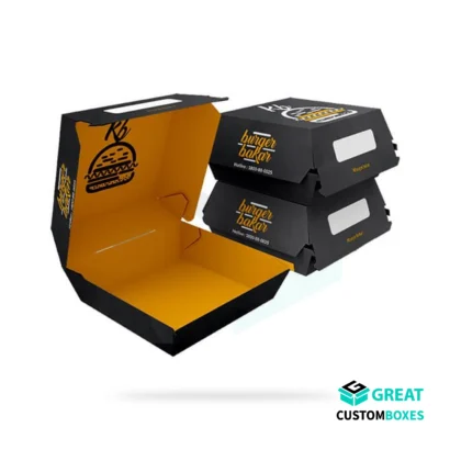 Burger boxes for fast food and takeaway packaging