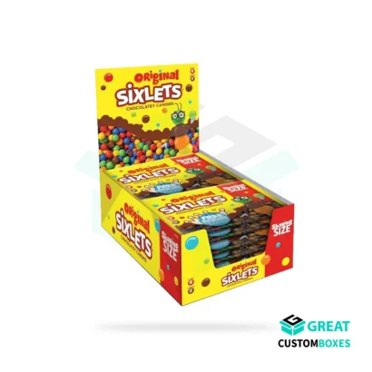 Cardboard candy display boxes for shop counter presentation