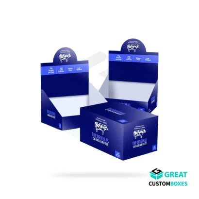 Cardboard retail display boxes for store product presentation