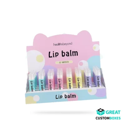 Custom lip balm display boxes for retail cosmetic packaging