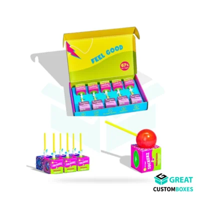 Custom lollipop packaging for colorful candy display