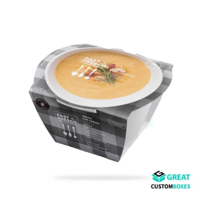 Branded soup boxes with custom logo design