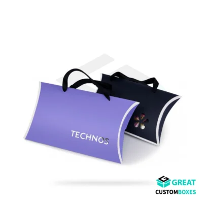 Kraft pillow boxes with handle for eco friendly packaging