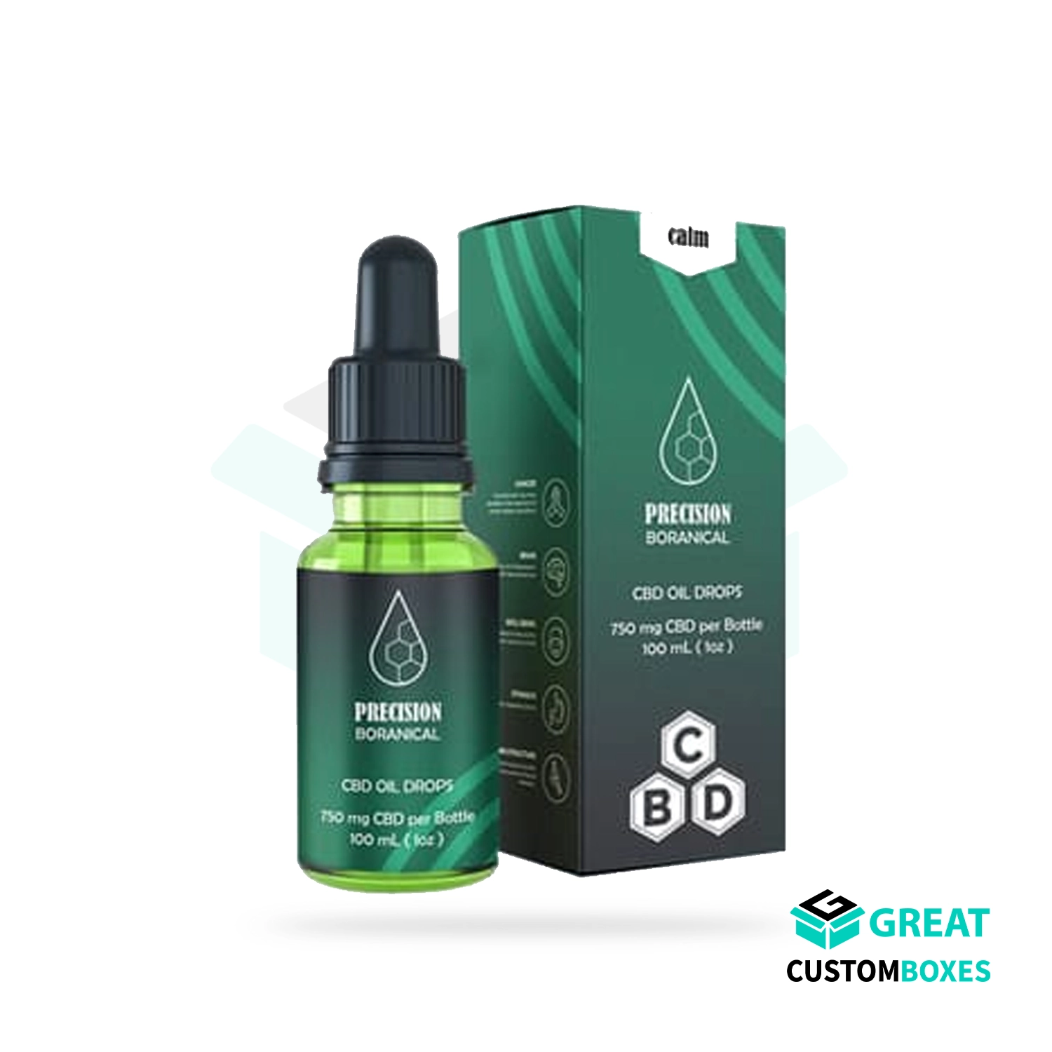 Printed 100ml bottle boxes with custom branding and logo