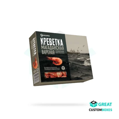 Shrimp boxes for seafood takeaway and packaging use
