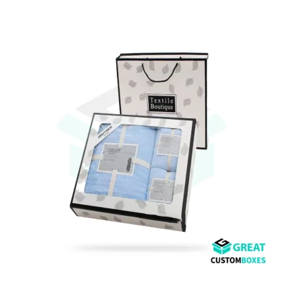 custom bath towel packaging designed for hotels, spas, and retail towel brands