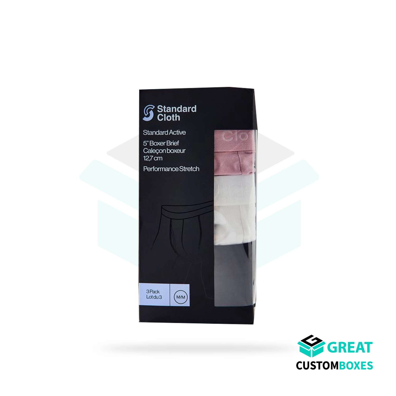 custom men's underwear packaging designed for fashion and apparel brands
