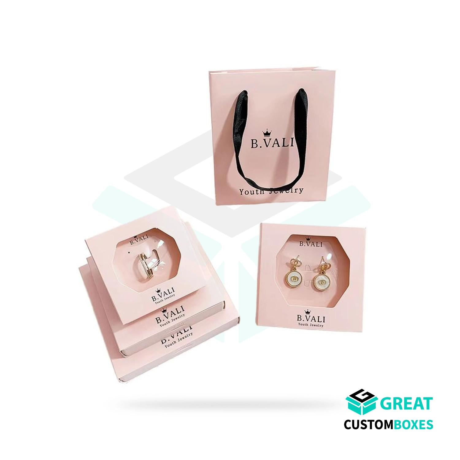 printed earring packaging with logo for branded jewelry display