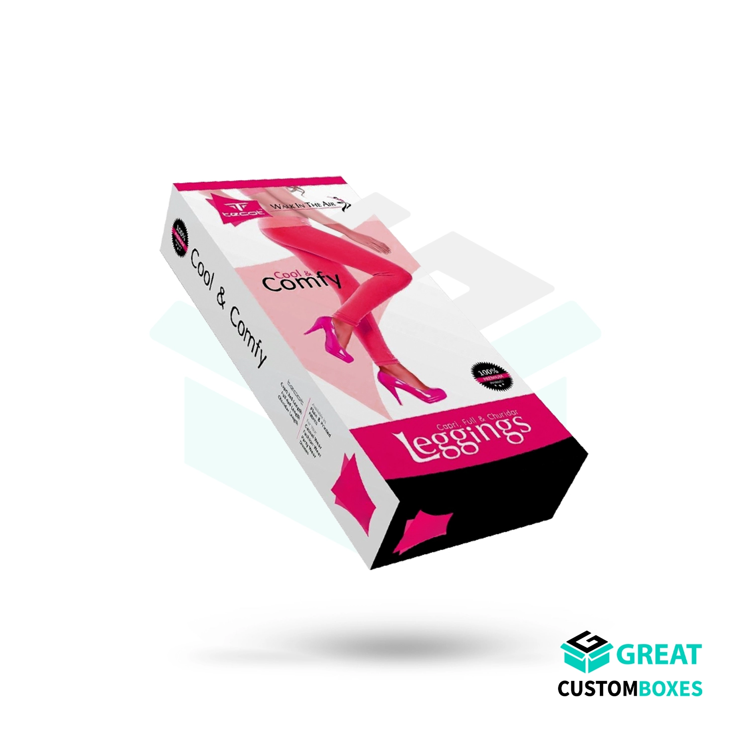 printed leggings packaging with logo for branded activewear and apparel display