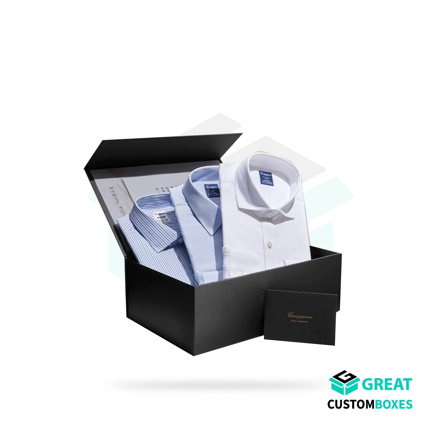 printed rigid shirt boxes with logo for branded shirt packaging